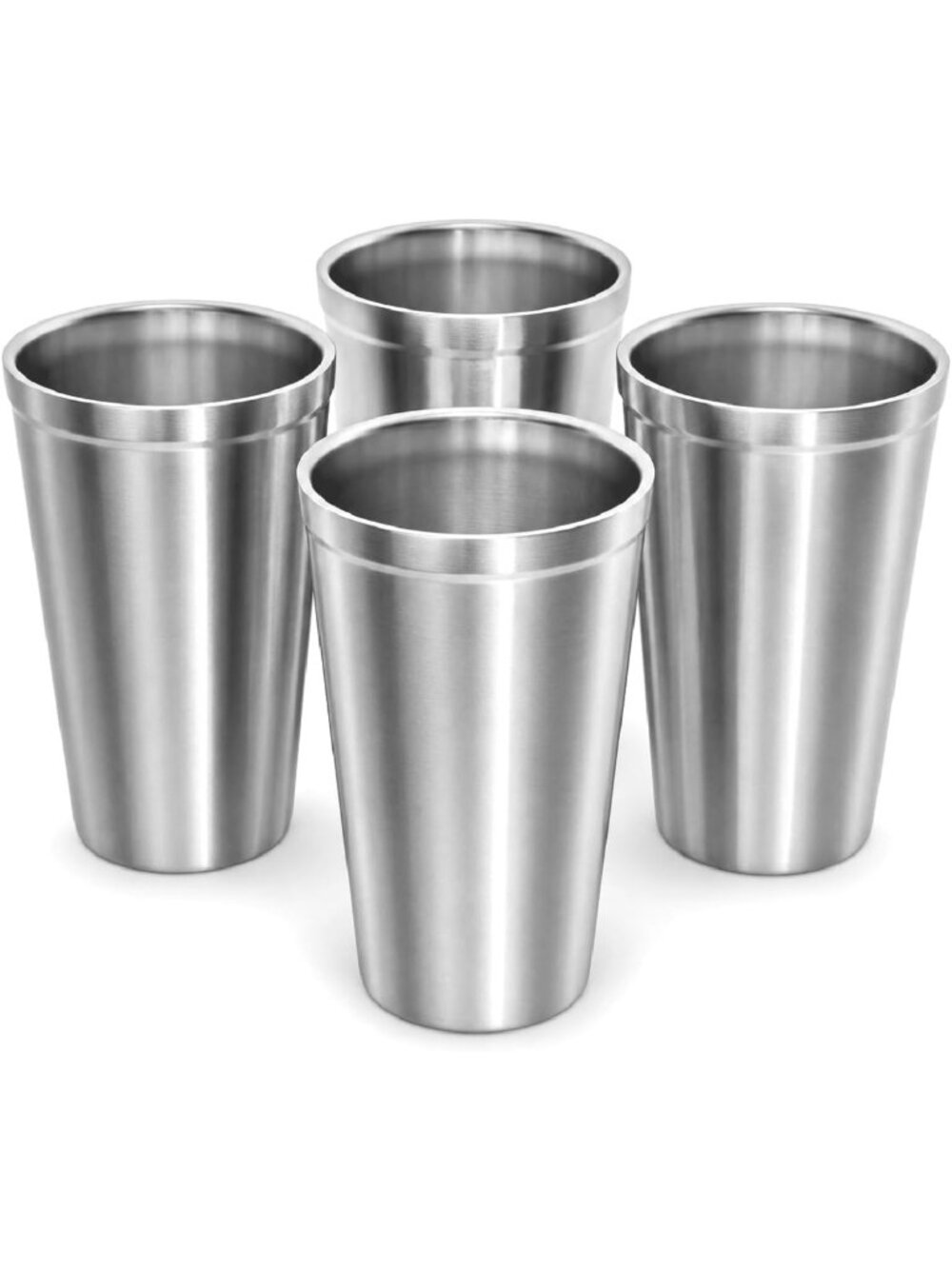16 oz Stainless Steel Tumblers - 4 Pack Double Wall Insulated Travel Mugs